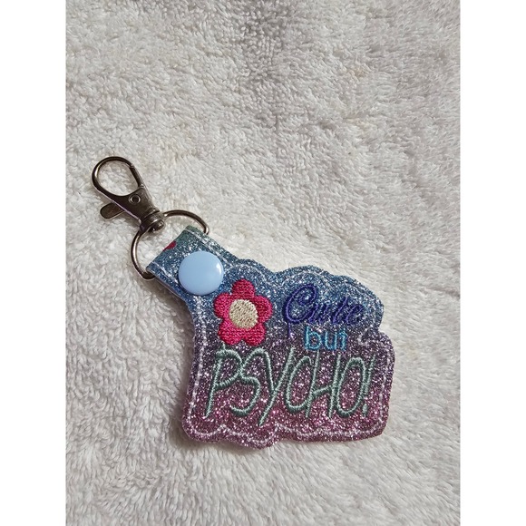 Cute But Psycho Keychain Purse‎ Charm Bag Accessory Fun Novelty Gift - Picture 1 of 2